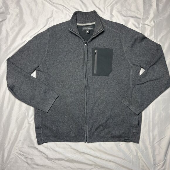 Eddie Bauer Other - Eddie Bauer Full Zip Fleece Large Mens Gray Pocket
